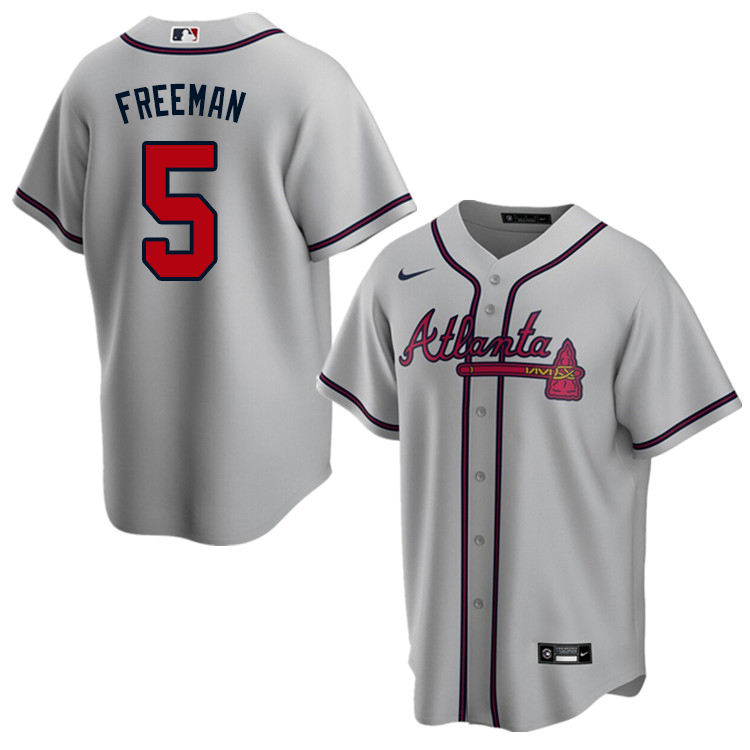 Nike Men #5 Freddie Freeman Atlanta Braves Baseball Jerseys Sale-Gray